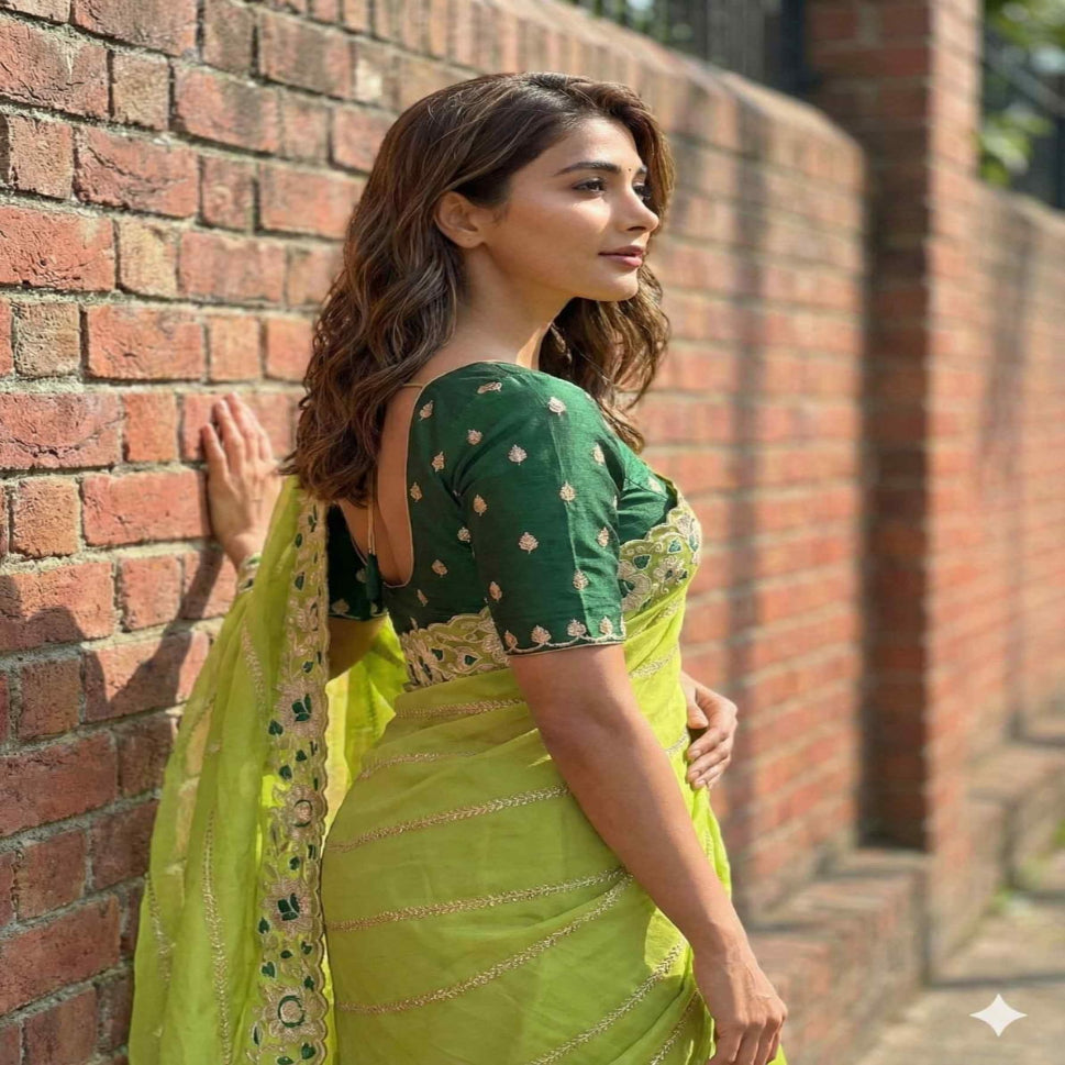 Elegant Mustard Yellow Embroidered Saree with Floral Designer Border – Festive & Party Wear