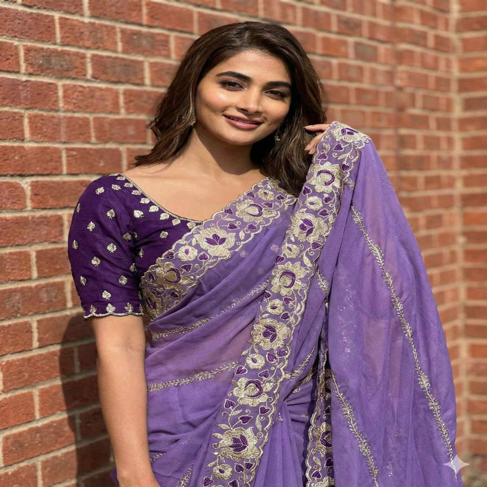 Elegant Mustard Yellow Embroidered Saree with Floral Designer Border – Festive & Party Wear