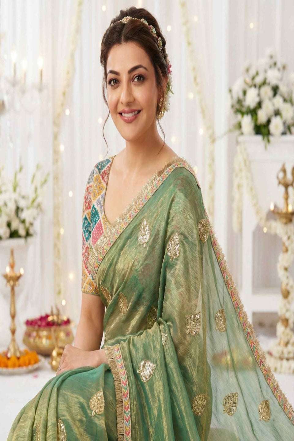 Elegant Rani Pink Embroidered Saree with Golden Designer Border – Festive & Party Wear