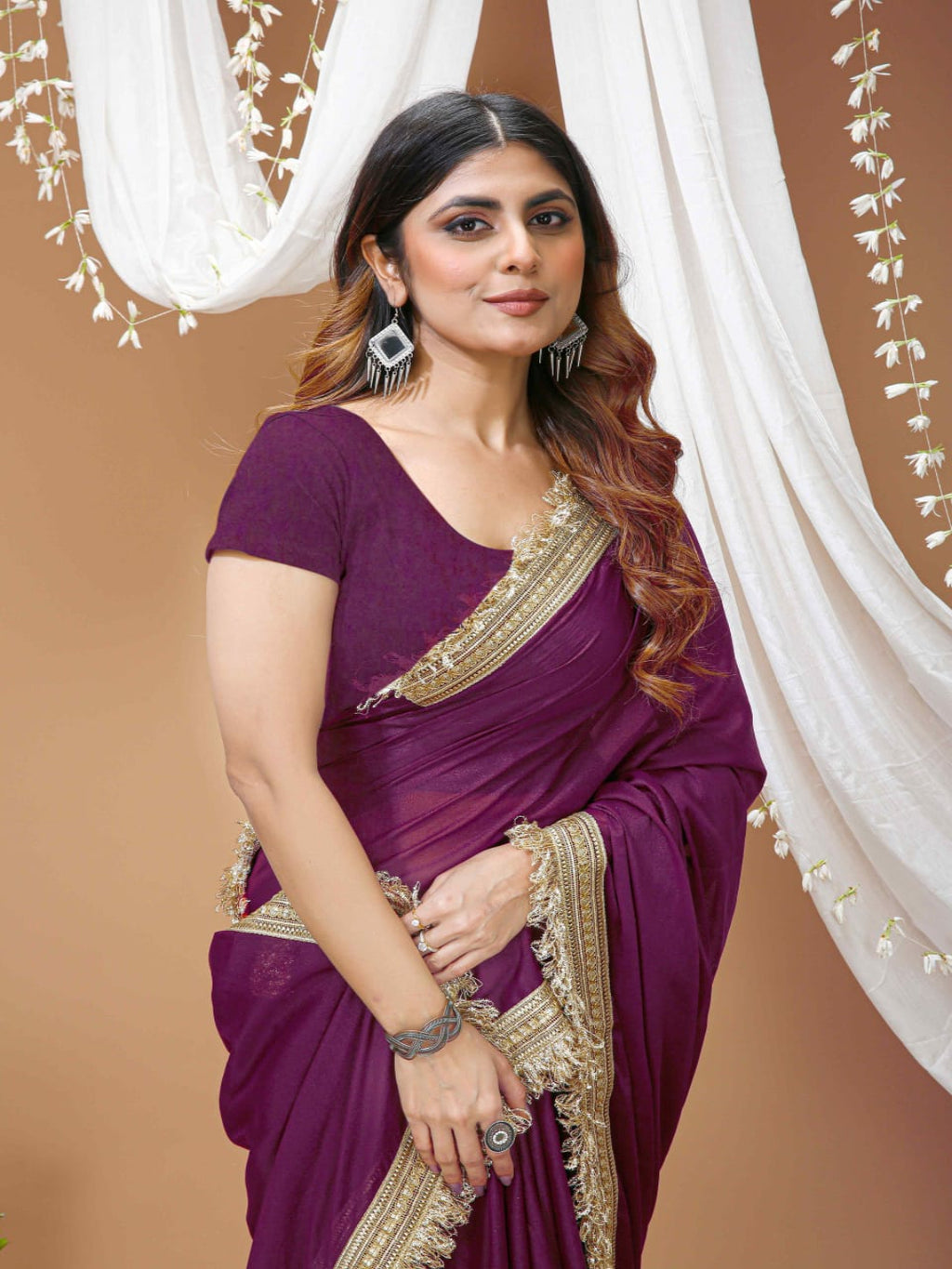 Elegant Black Saree with Golden Designer Lace Border – Party & Evening Wear