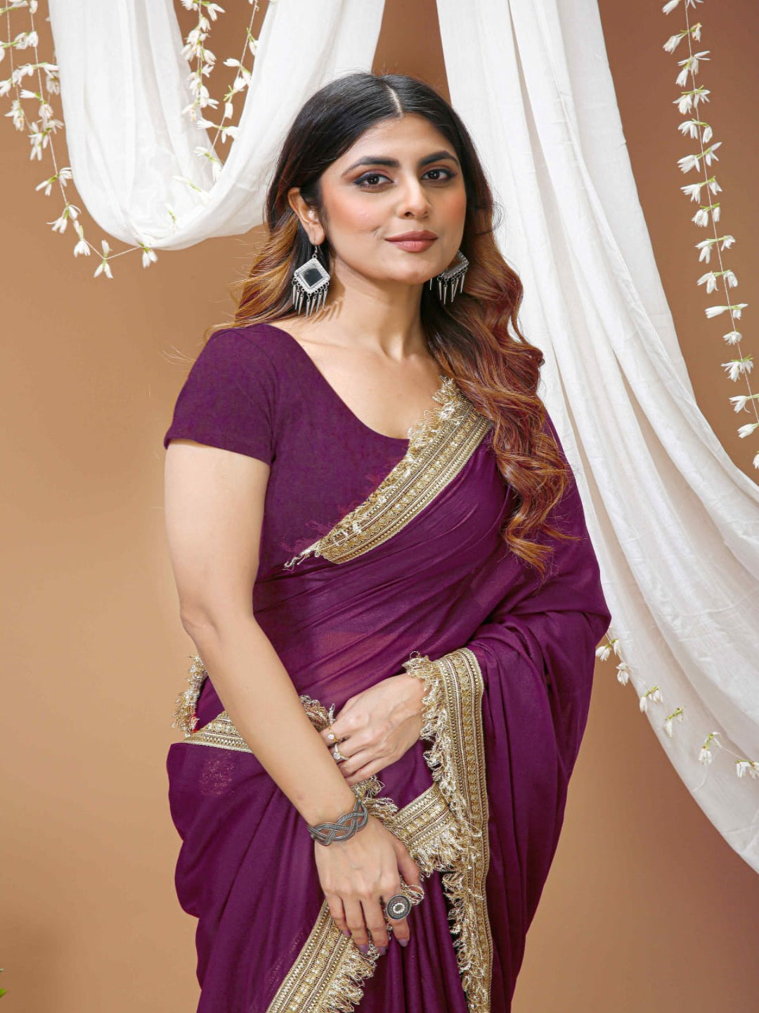 Elegant Black Saree with Golden Designer Lace Border – Party & Evening Wear