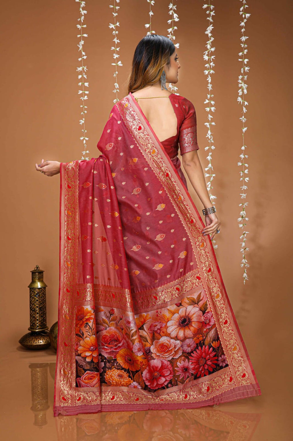 Elegant Green Designer Saree with Floral Printed Pallu – Festive & Traditional Wear