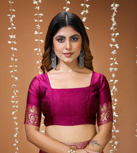 Elegant Purple Georgette Saree with Golden Zari Border – Festive & Party Wear