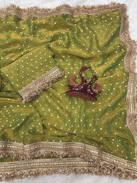 Elegant Dusty Pink Designer Saree with Golden Lace Border