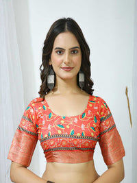 Elegant Mint Green Floral Silk Saree with Peach Border