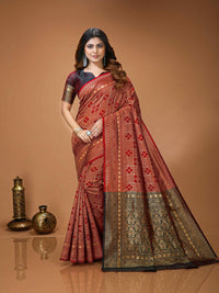 Elegant Red Banarasi Silk Saree with Rich Zari Weaving