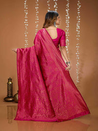 Vibrant Rani Pink Banarasi Silk Saree with Elegant Zari Weaving