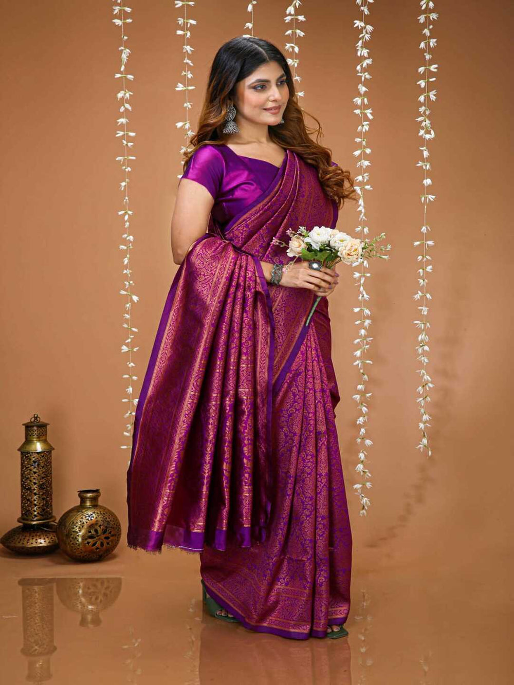 Vibrant Rani Pink Banarasi Silk Saree with Elegant Zari Weaving