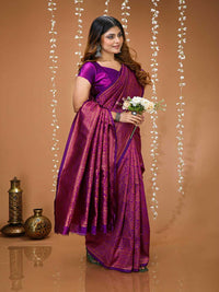 Vibrant Rani Pink Banarasi Silk Saree with Elegant Zari Weaving