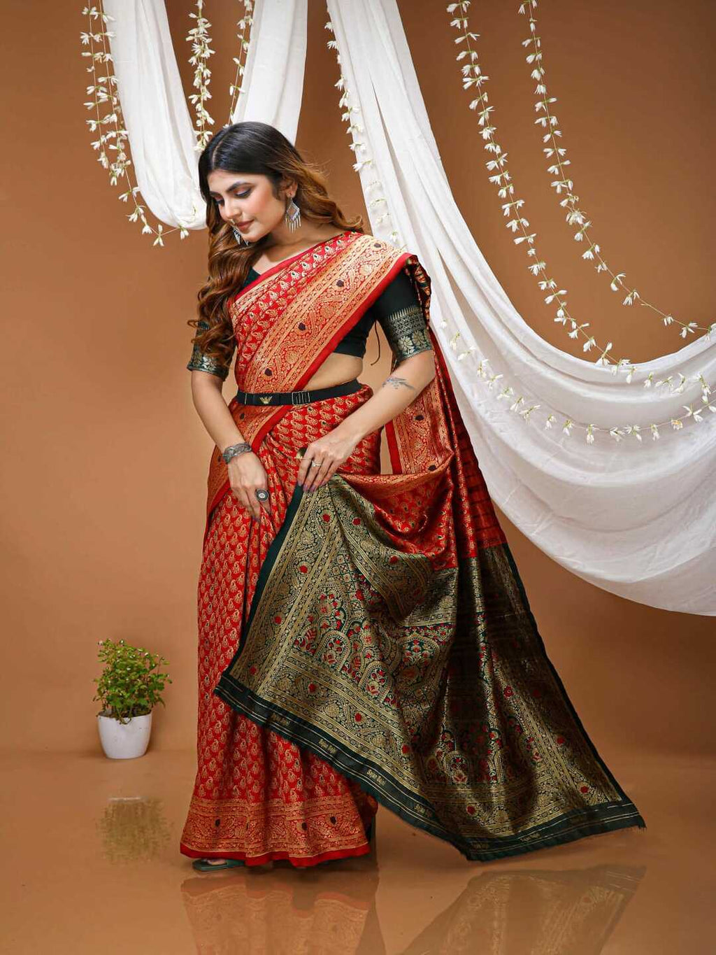 Elegant Mustard Yellow Banarasi Silk Saree with Rich Zari Border