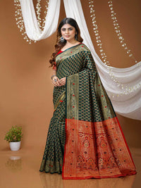 Elegant Mustard Yellow Banarasi Silk Saree with Rich Zari Border