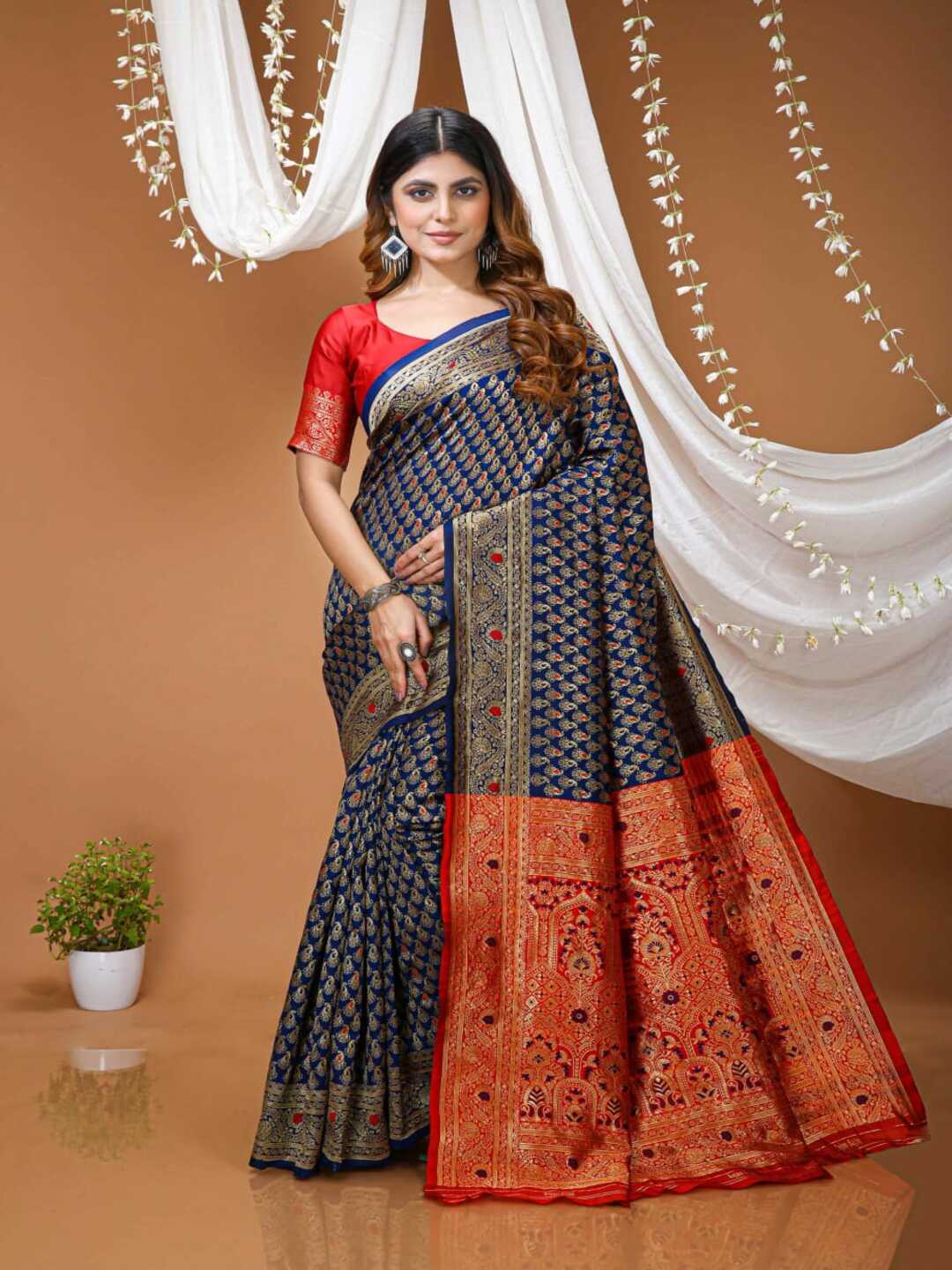 Elegant Mustard Yellow Banarasi Silk Saree with Rich Zari Border