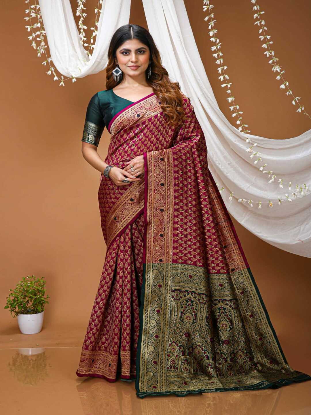 Elegant Mustard Yellow Banarasi Silk Saree with Rich Zari Border