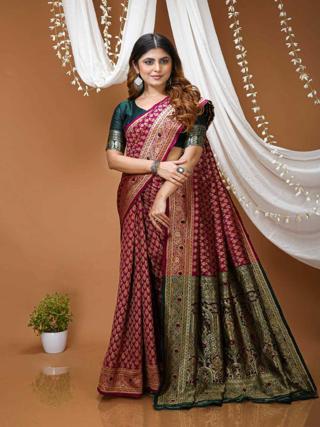 Elegant Mustard Yellow Banarasi Silk Saree with Rich Zari Border