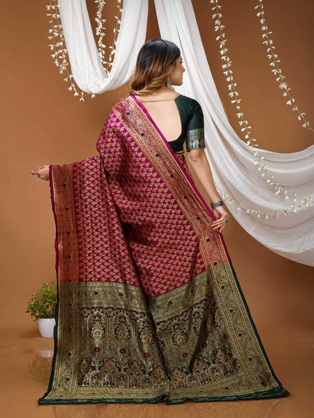 Elegant Mustard Yellow Banarasi Silk Saree with Rich Zari Border