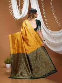Elegant Mustard Yellow Banarasi Silk Saree with Rich Zari Border