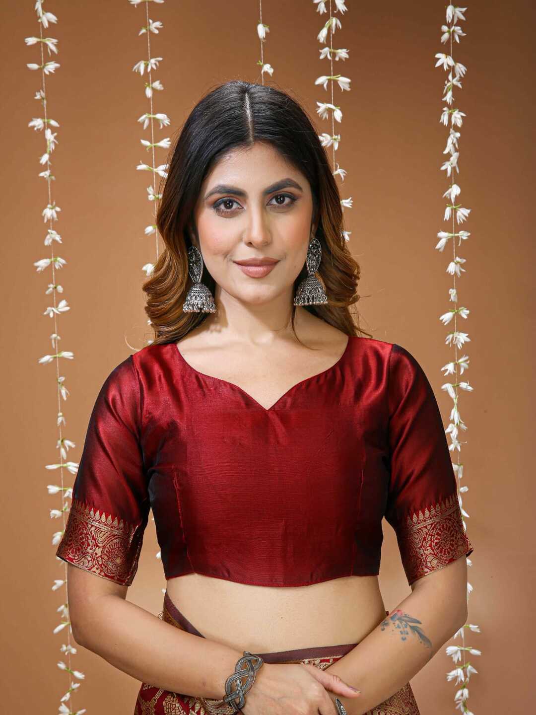 Royal Maroon Banarasi Silk Saree with Rich Golden Zari Border