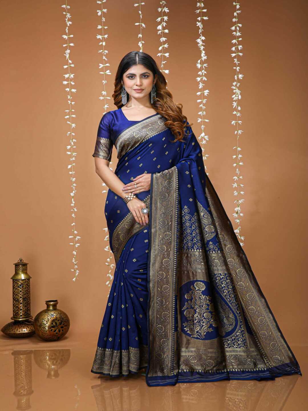 Royal Maroon Banarasi Silk Saree with Rich Golden Zari Border