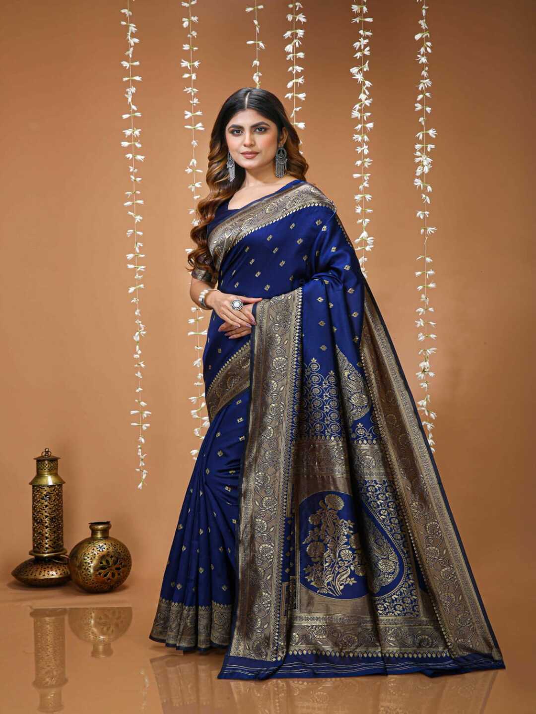 Royal Maroon Banarasi Silk Saree with Rich Golden Zari Border