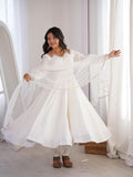 Elegant Offwhite Anarkali Suit with Net Dupatta