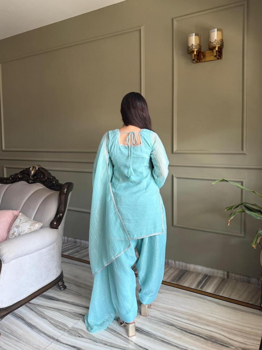 Elegant Sky Blue Salwar Suit with Dupatta