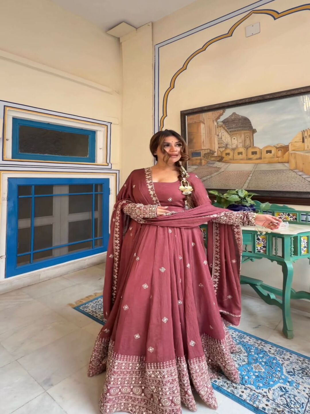 Elegant Black Anarkali Suit Set with Embroidered Dupatta