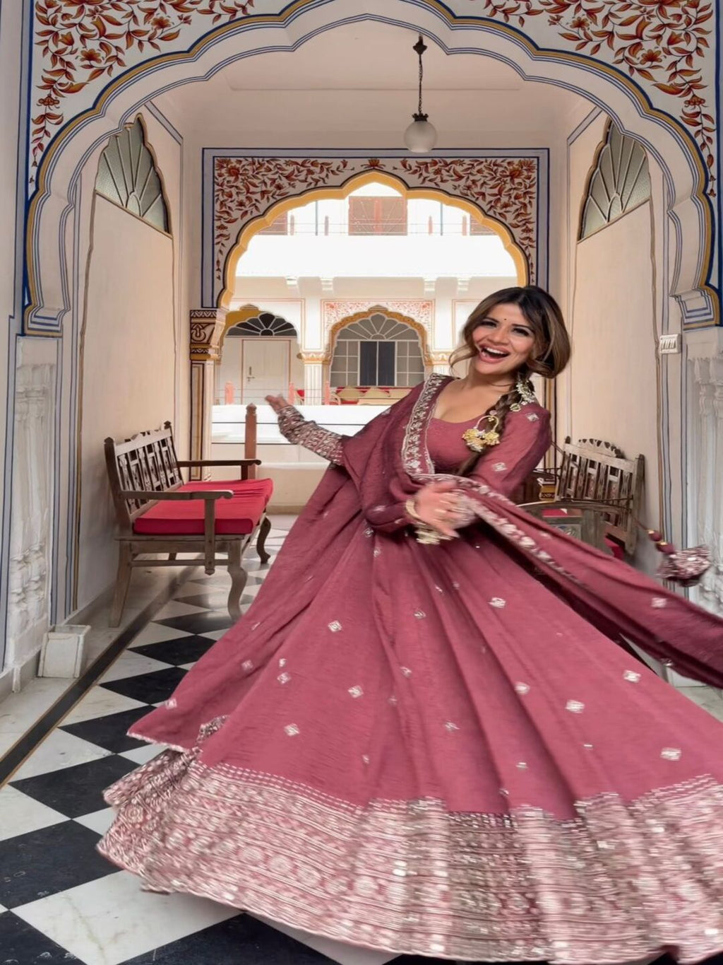 Elegant Black Anarkali Suit Set with Embroidered Dupatta