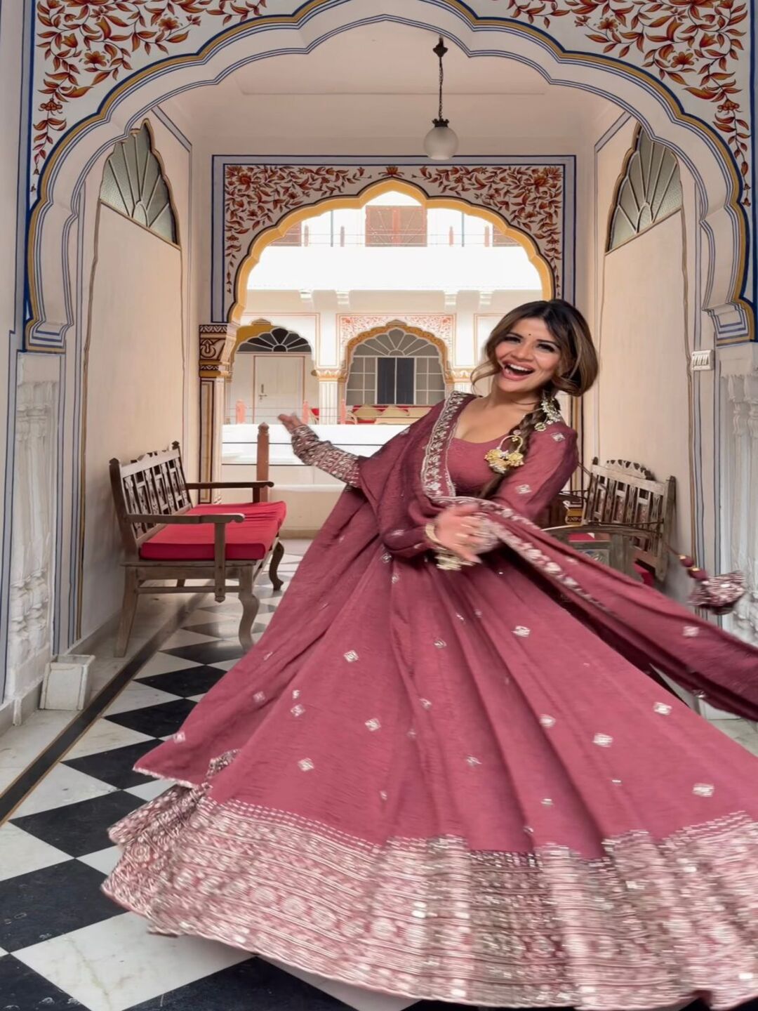 Elegant Black Anarkali Suit Set with Embroidered Dupatta