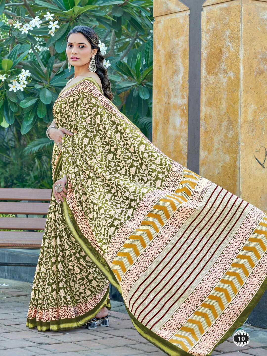 Classic Black Printed Pure Cotton Saree with Intricate Ethnic Border