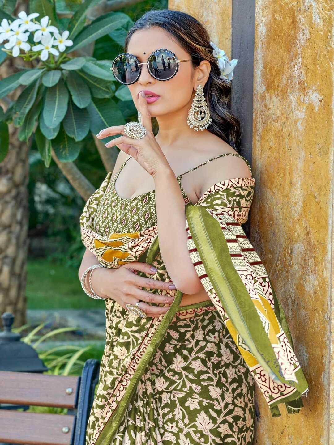 Classic Black Printed Saree with Intricate Ethnic Border