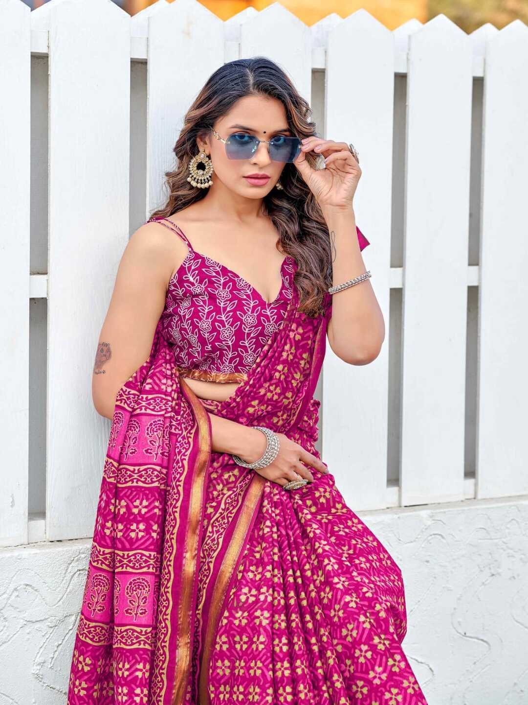 Elegant Olive Green Printed Pure Cotton Saree with Traditional Border