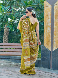 Elegant Rust Brown Printed Saree with Traditional Border