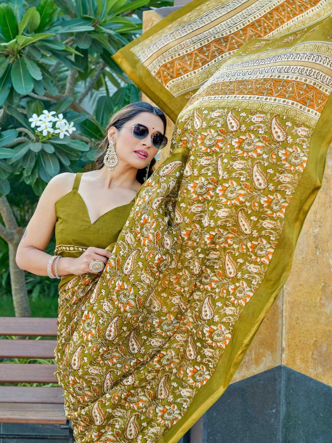 Elegant Rust Brown Printed Pure Cotton Saree with Traditional Border