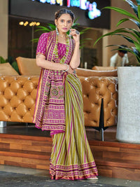 Vibrant Orange Printed Pure Cotton Saree with Traditional Patterns