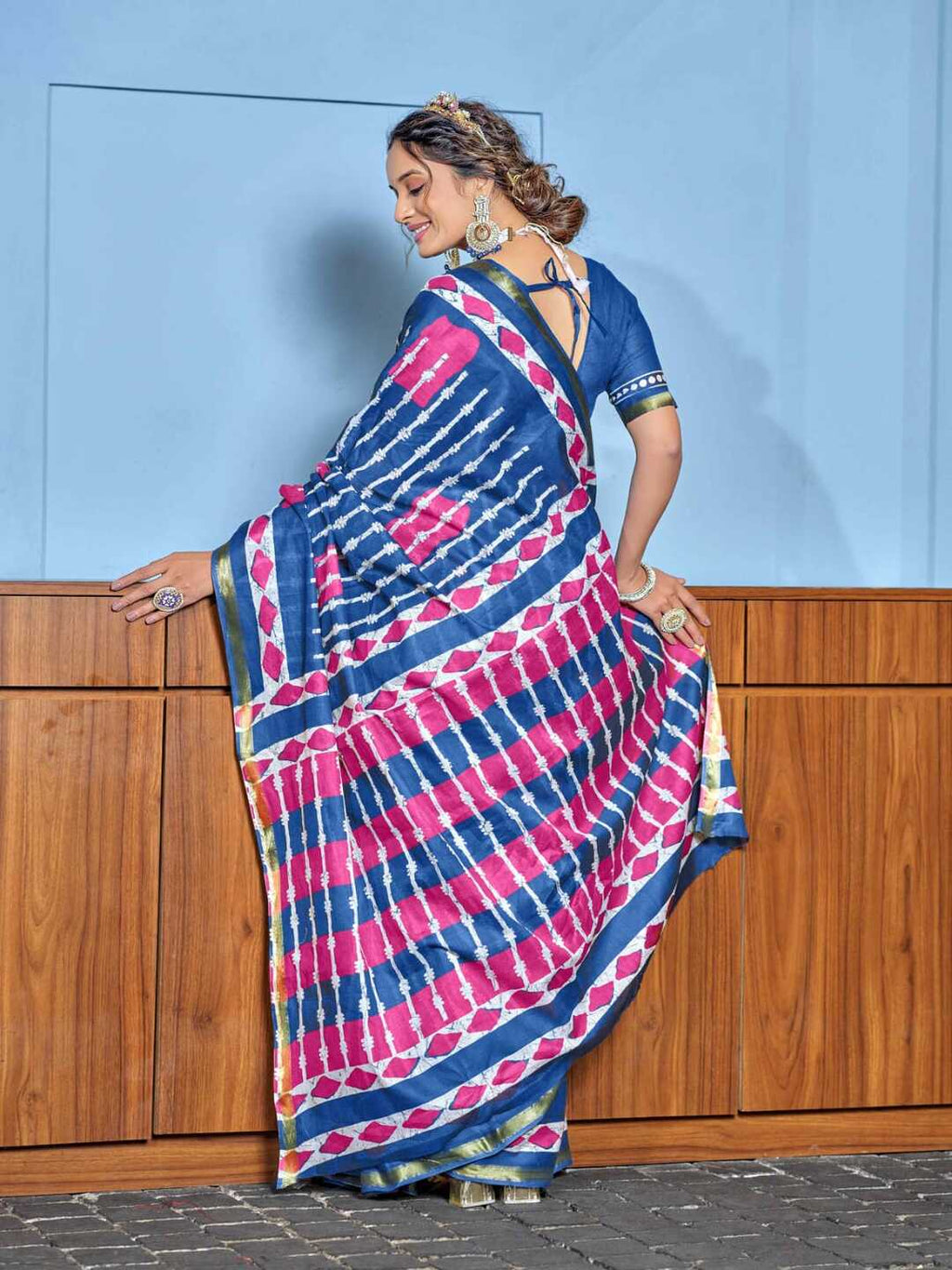 Fresh Green Printed Pure Cotton Saree with Yellow Accents & Elegant Border