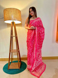 Graceful Pure Cotton Pink Printed Saree with White Ethnic Patterns