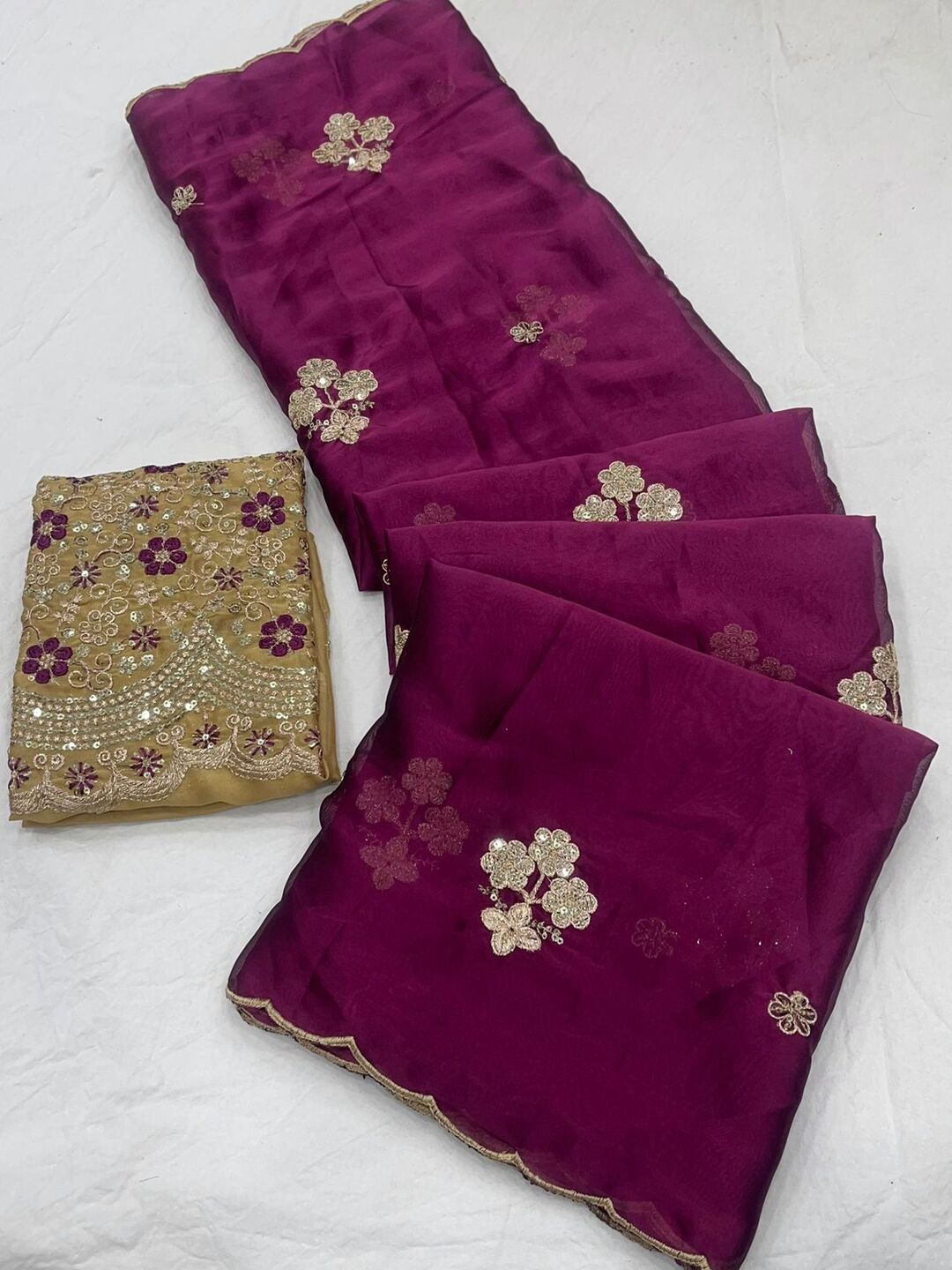Elegant Mustard Rangoli Tissue Saree with Multi Embroidery Work