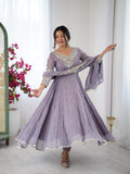 Elegant Lavender Anarkali Suit with Sequin Embroidery & Matching Dupatta