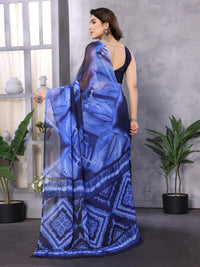 Elegant Royal Blue Tie-Dye Printed Saree – Stylish Party & Casual Wear