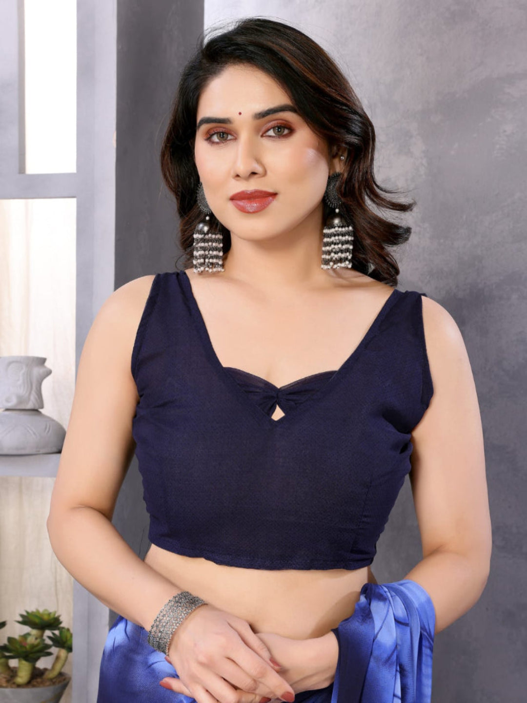 Elegant Royal Blue Tie-Dye Printed Saree – Stylish Party & Casual Wear