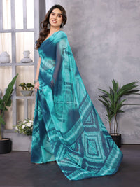 Elegant Royal Blue Tie-Dye Printed Saree – Stylish Party & Casual Wear