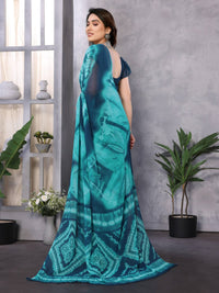 Elegant Royal Blue Tie-Dye Printed Saree – Stylish Party & Casual Wear