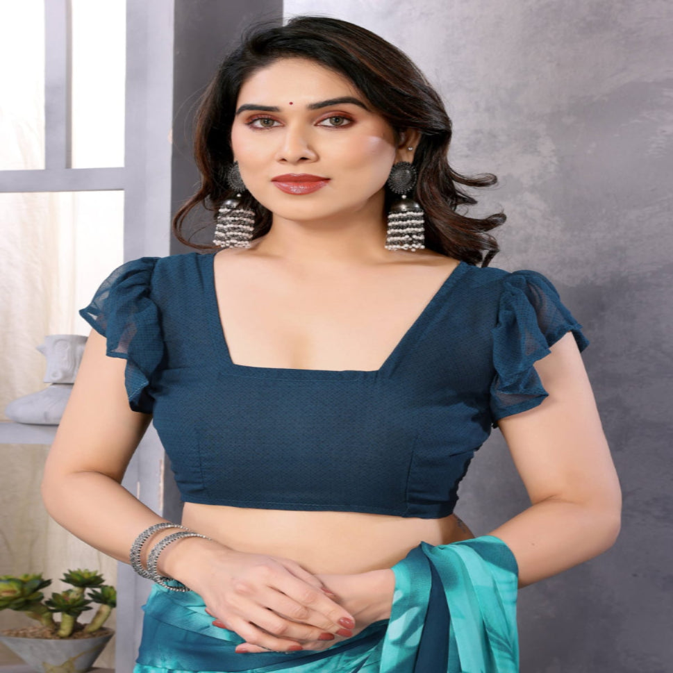 Elegant Royal Blue Tie-Dye Printed Saree – Stylish Party & Casual Wear