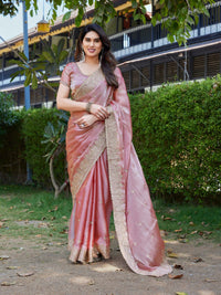 Elegant Embroidered Saree with Silver Designer Border – Party & Festive Wear