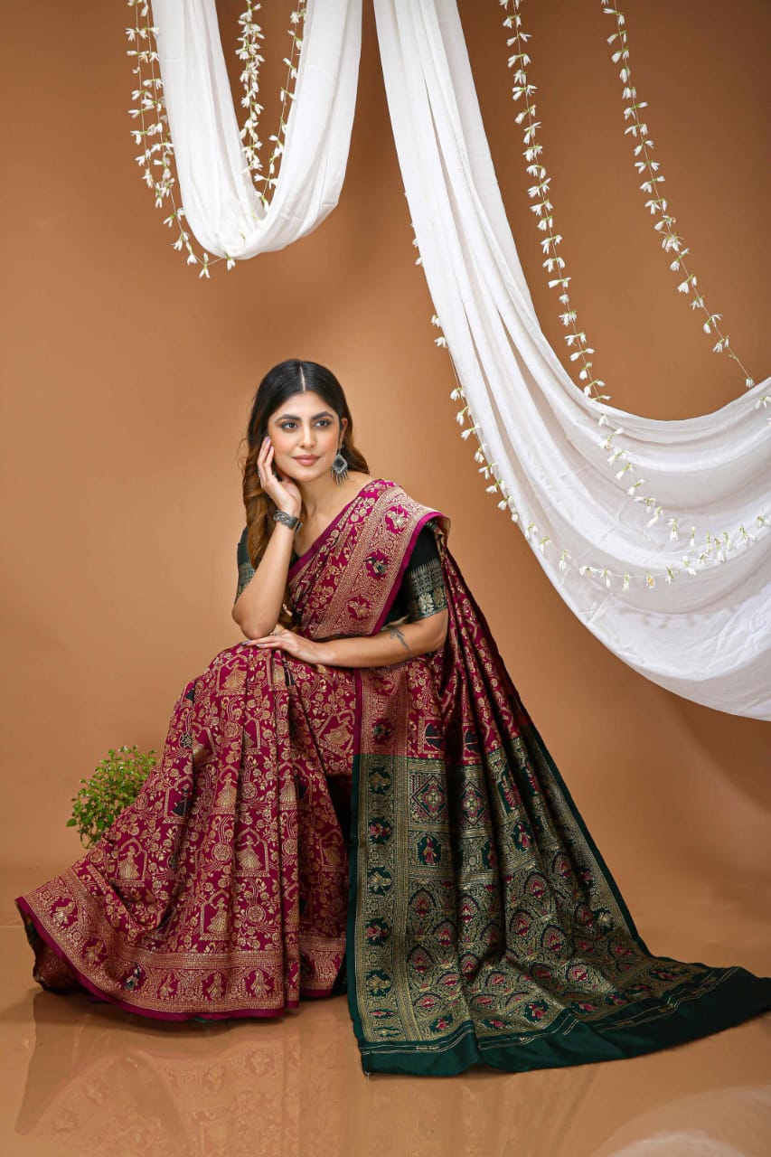 Elegant Red Banarasi Style Zari Woven Saree with Rich Designer Pallu – Wedding & Festive Wear