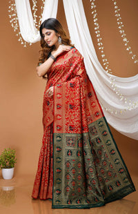 Elegant Red Banarasi Style Zari Woven Saree with Rich Designer Pallu – Wedding & Festive Wear