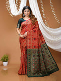 Elegant Red Banarasi Style Zari Woven Saree with Rich Designer Pallu – Wedding & Festive Wear