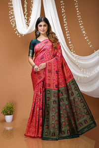 Elegant Red Banarasi Style Zari Woven Saree with Rich Designer Pallu – Wedding & Festive Wear