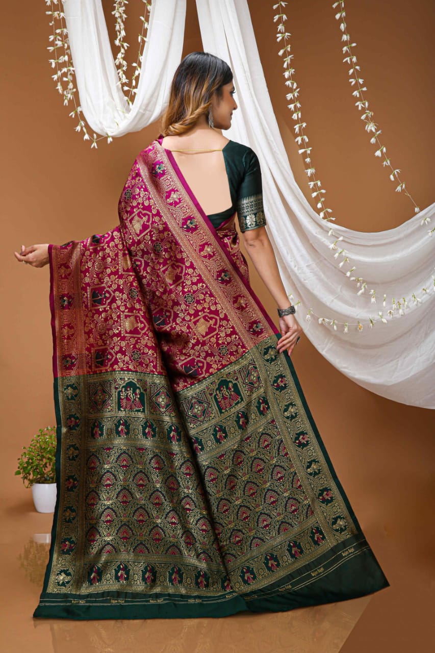 Elegant Red Banarasi Style Zari Woven Saree with Rich Designer Pallu – Wedding & Festive Wear