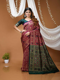 Elegant Red Banarasi Style Zari Woven Saree with Rich Designer Pallu – Wedding & Festive Wear